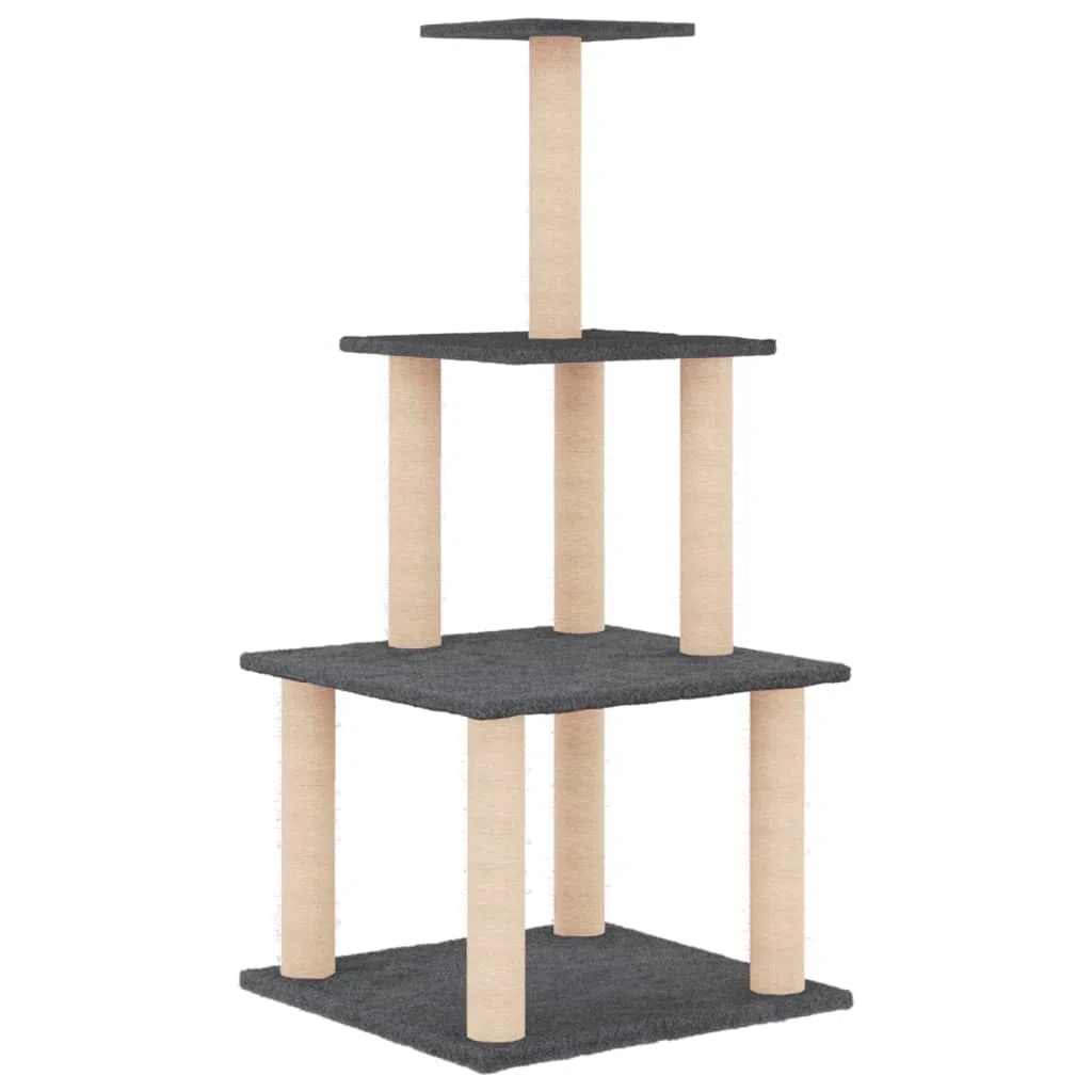 Rascador para Gatos con Postes de sisal Gris Oscuro 111 cm, Xichuzi Rascador Gato, Arbol Rascador para Gatos, Gatos Accesorios, Torre Gatos, Arranhador para Gatos, Casa para Gatos