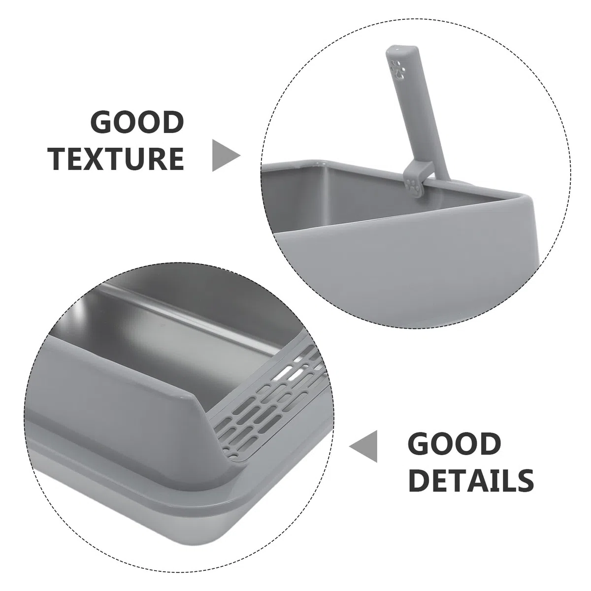 DOITOOL Bandeja de Arena para Gatos de Acero Inoxidable Mediana con Tapa Metálica Gris Caja Cerrada Antiadherente para Uso Doméstico Interior y Exterior Accesorios Gatos Caja de Arena