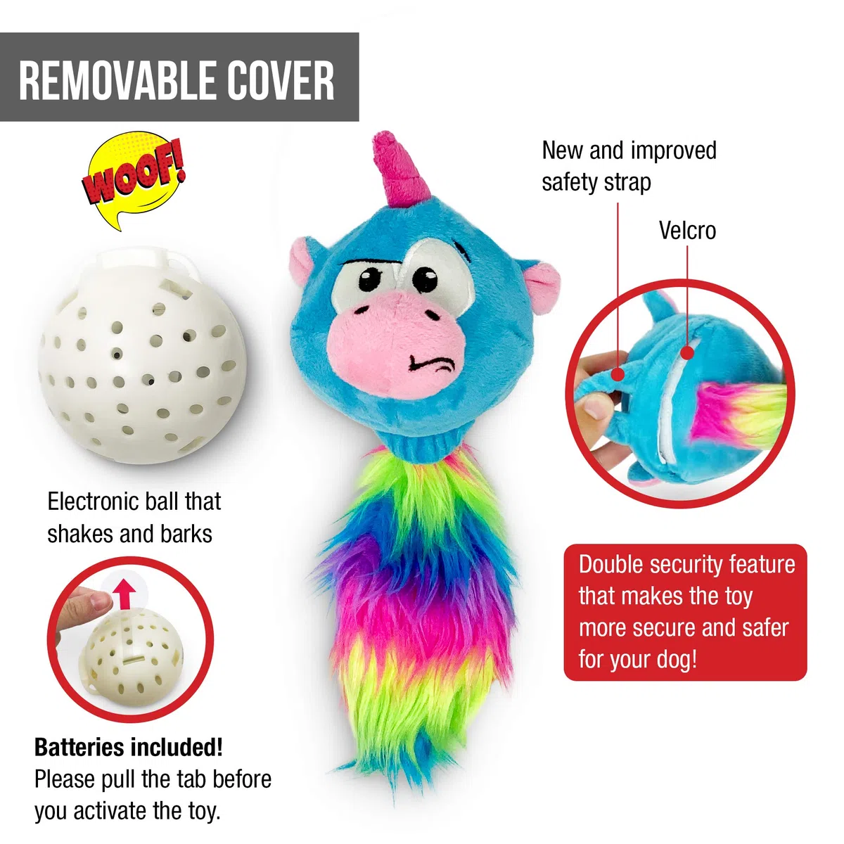 Hyper Pet Doggie Tail & Unicorn Pal - Juguetes interativos de peluche para perros, paquete de 2 (juguetes interactivos para perros que se mueven, vibran y ladran, juguetes para perros para