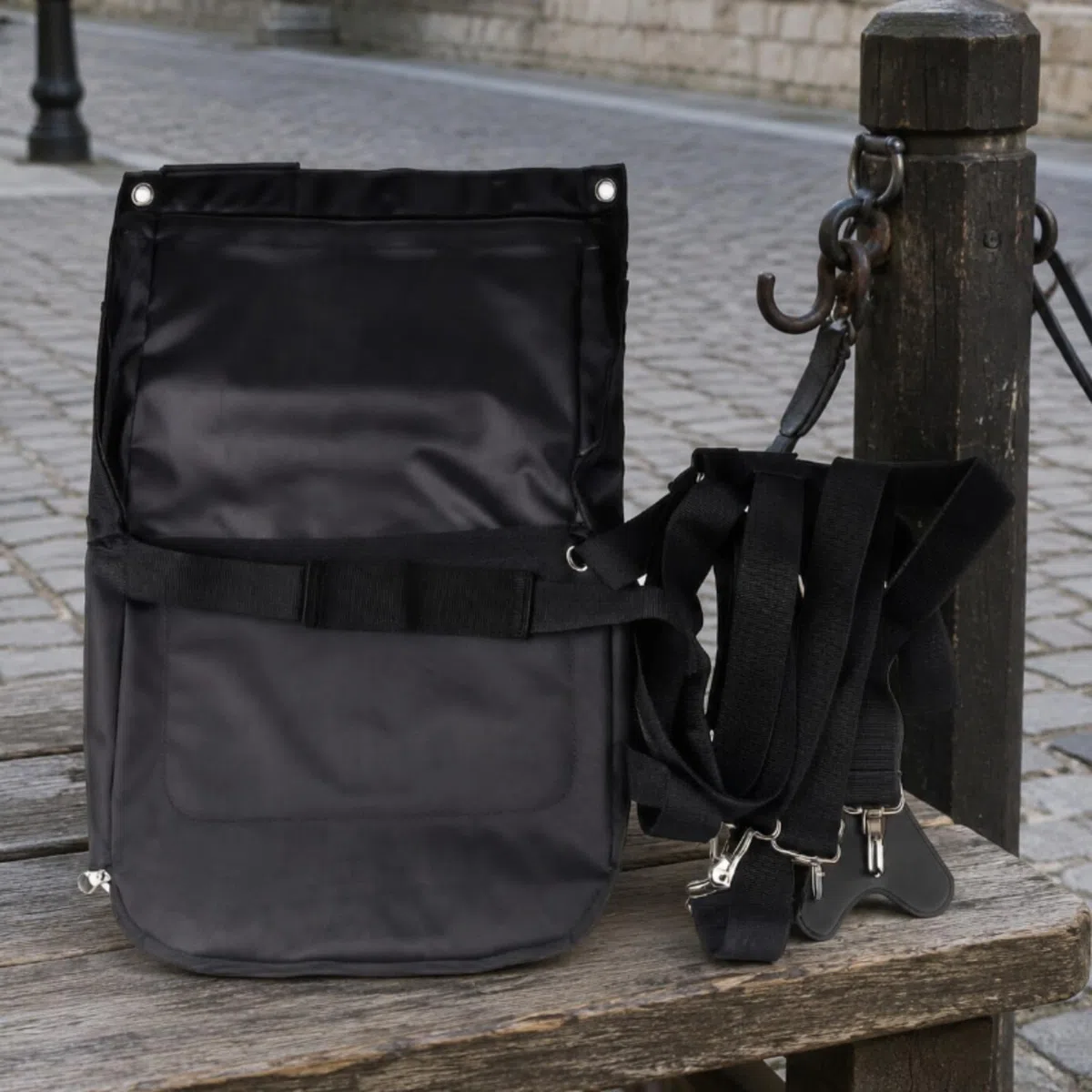 Bolsa Tela Oxford con Correa Ajustable Reforzada Metálico para Jinetes, Equitación, L