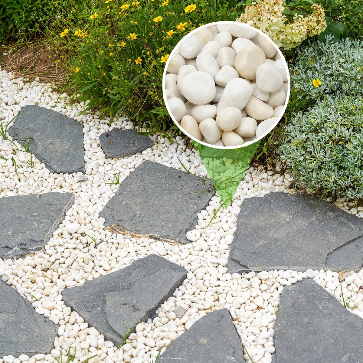 Mr. Figlass blanco pulido guijarros decorativos piedras naturales para acuario grava río rocas para paisajismo, relleno de jarrón, tanque de pescado, 3/8 pulgadas, 10 libras
