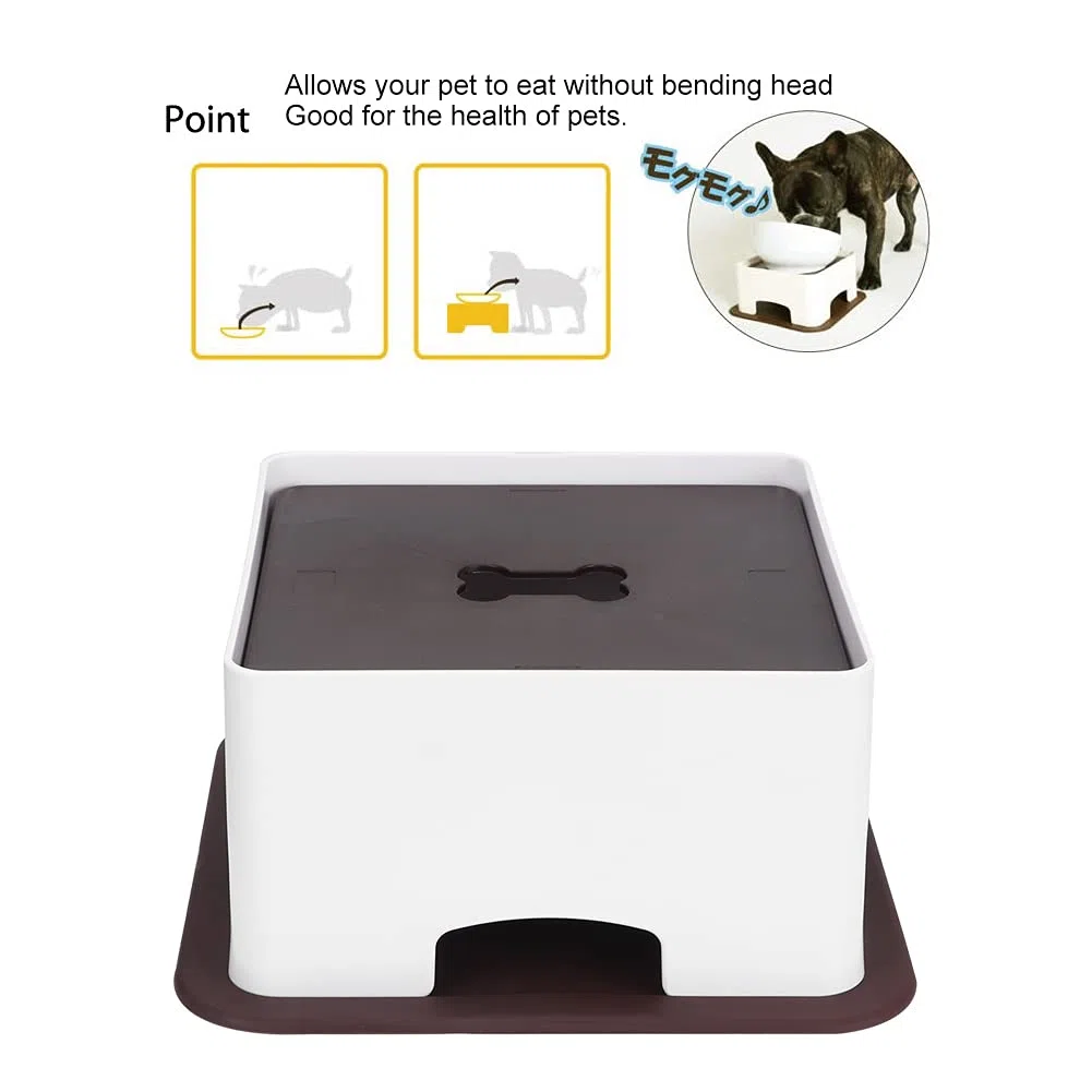 Mesa de alimentación para Mascotas, plástico Ajustable, Elevado, Soporte para Cuenco de Agua y Comida, Almohadilla Antideslizante, dispensador de alimentador, Accesorio, Hora de (Grande)