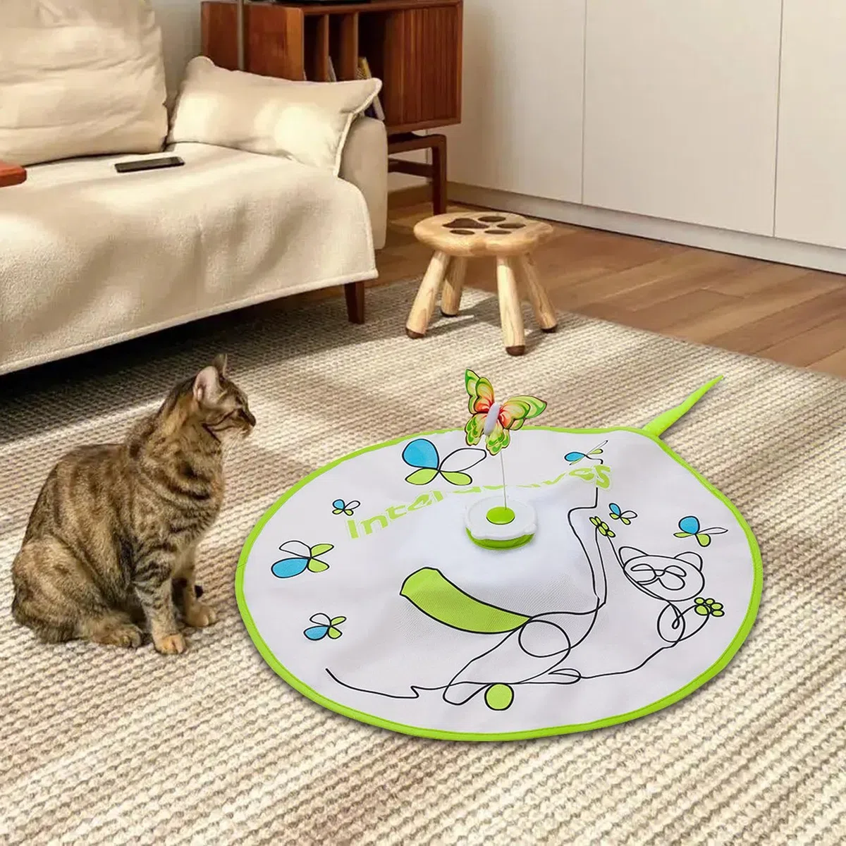 Juguete Interactivo para Gatos, Juguete Eléctrico Giratorio con Plumas para Gatos, Mariposa Ligera Y Aleteante para Entrenamiento de Persecución Y Jue