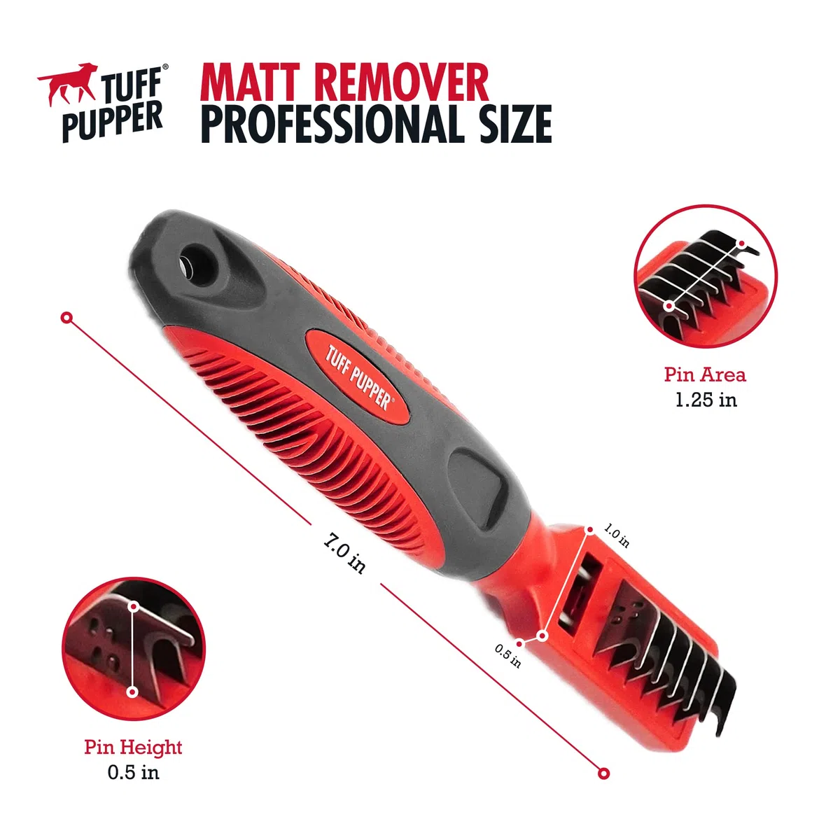 Tuff Pupper Herramienta de eliminación de nudos profundos y alfombrillas | Cepillo para desenredar perros, gatos y animales pequeños | Peine de aseo para mascotas largas y cortas