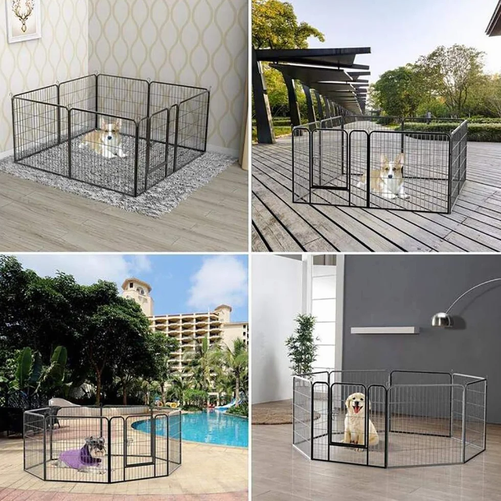 Parque Recinto para perros cachorro conejo roedor valla de metal para ejercicio plegable, 80 x 60 cm (8 piezas)