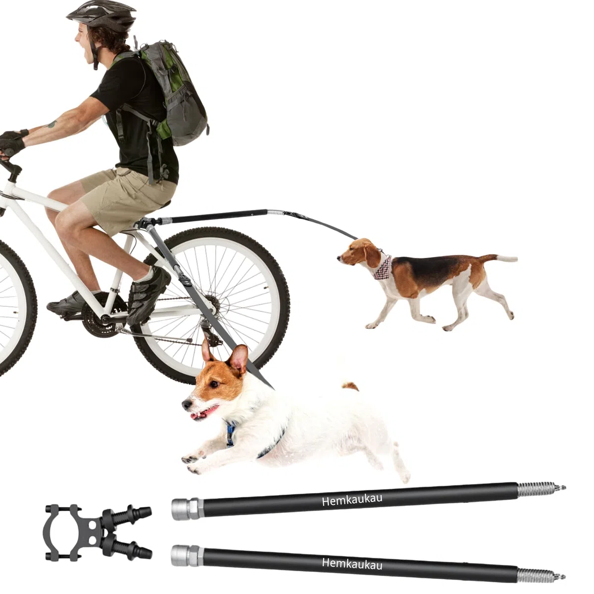 Correa giratoria para Bicicleta de Perro para 2 Perros, Flexible de liberación rápida, Accesorio de Bicicleta Manos Libres, Correas para Ciclismo Seguro, Caminar, Padres de Mascotas Activos