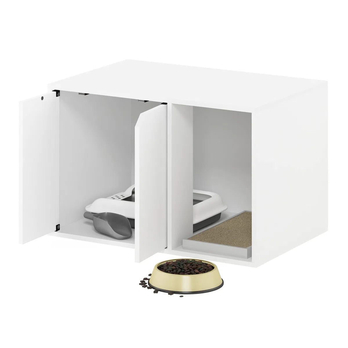 Furinno Peli - Mesa auxiliar pequeña con caja de arena, color blanco