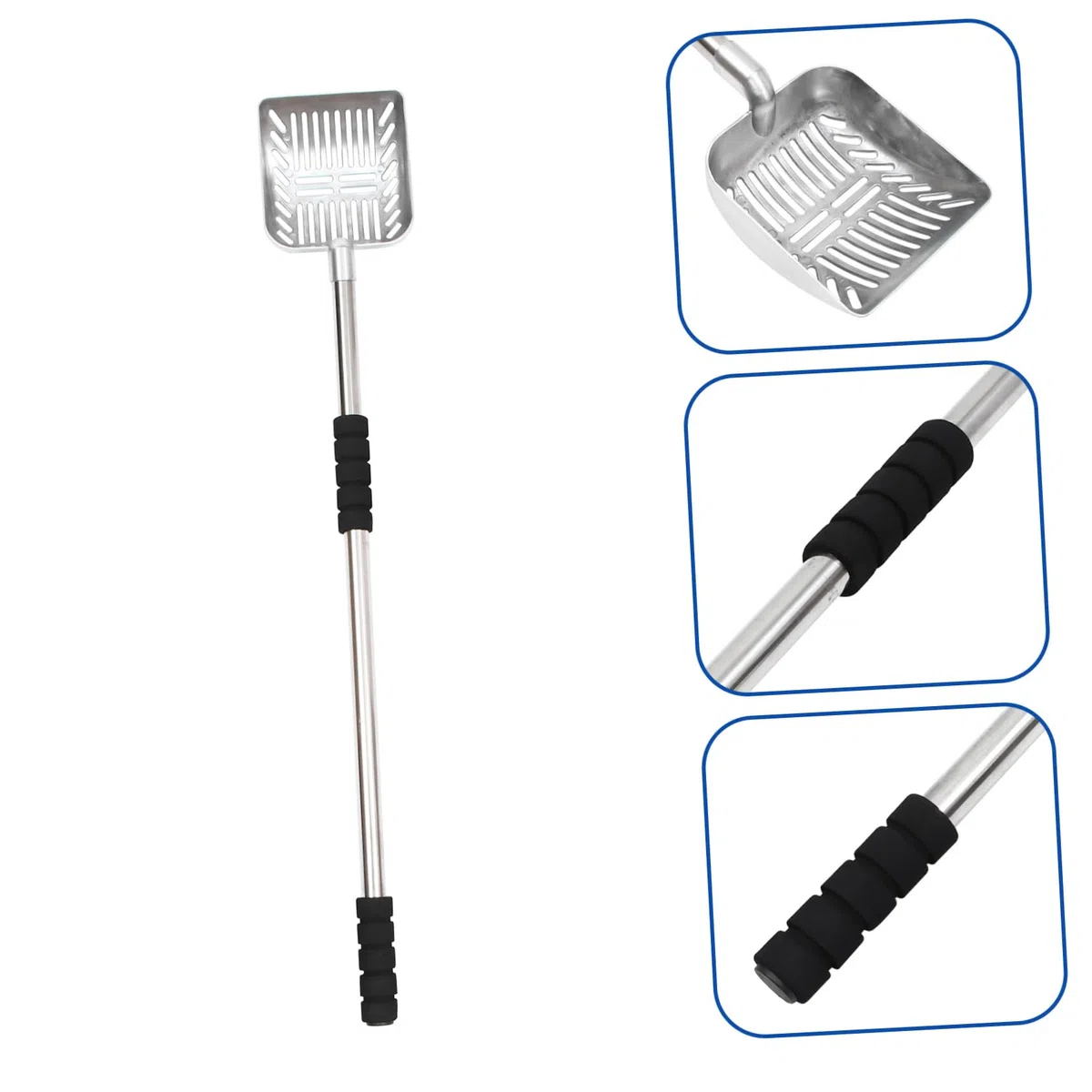 Pala De Arena con Mango Largo Retráctil Pala Perro Basura Scoop Pala De Arena para Gatos Pala Profunda para Arena para Gatos Pala para Arena con Mango Largo Arena para Perros Metal