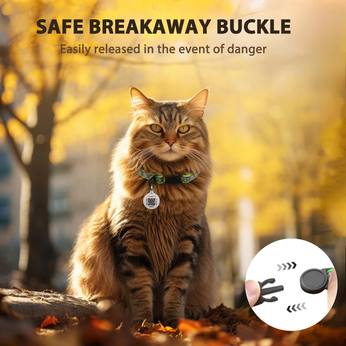 Collar de gato con etiqueta de nombre de código QR, collares reflectantes para gatitos con campana, etiqueta de identificación de gato personalizada, ultra duradero, ajustable, liberación rápida, se