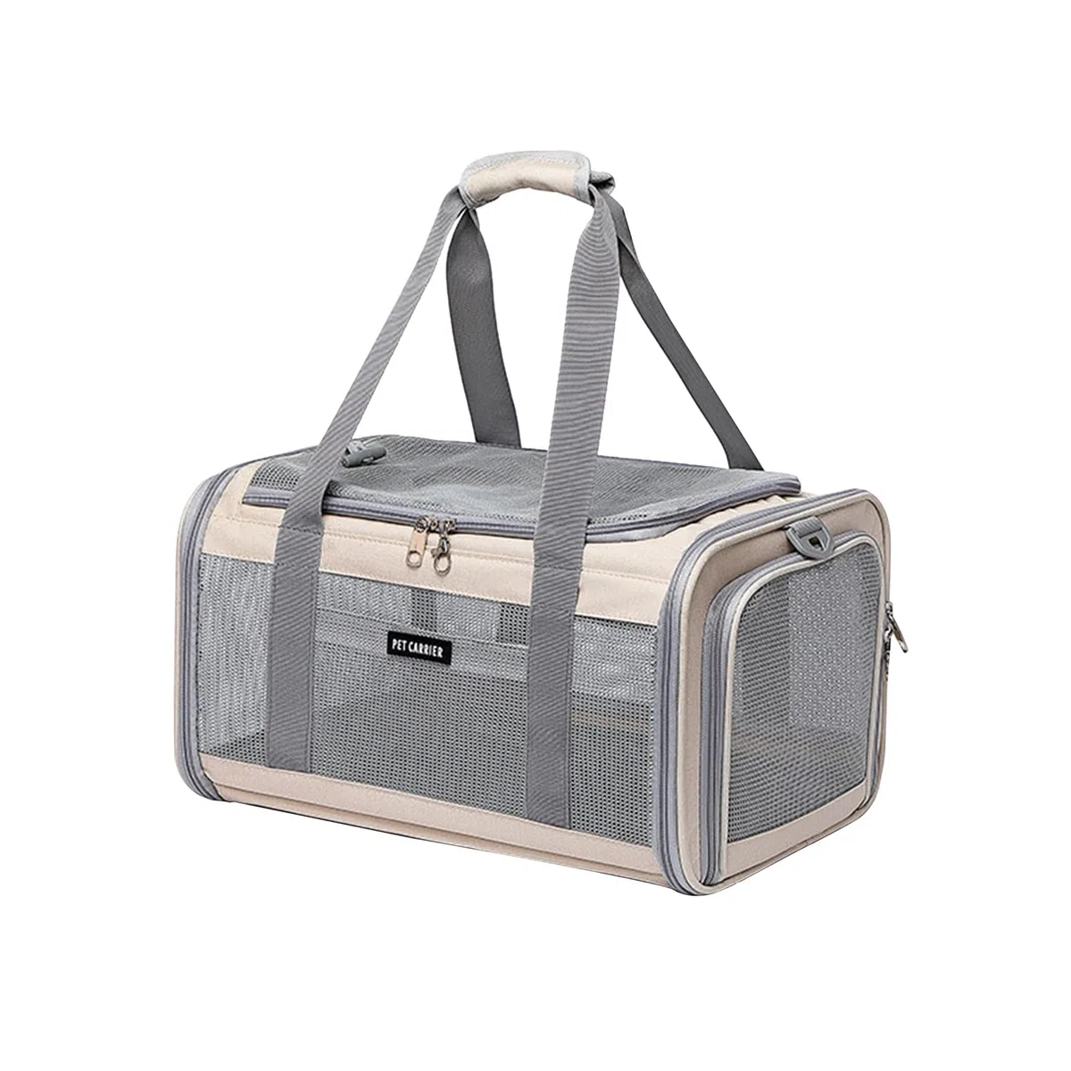 Galatée Bolsa De Viaje para Mascotas, Transpirable, Ligera, Plegable, Se Puede Llevar En La Mano o Cruzada, Múltiples Aberturas, Cierre para Evitar Fugas, Incluye Bolsa De Almacenamiento (Beige)