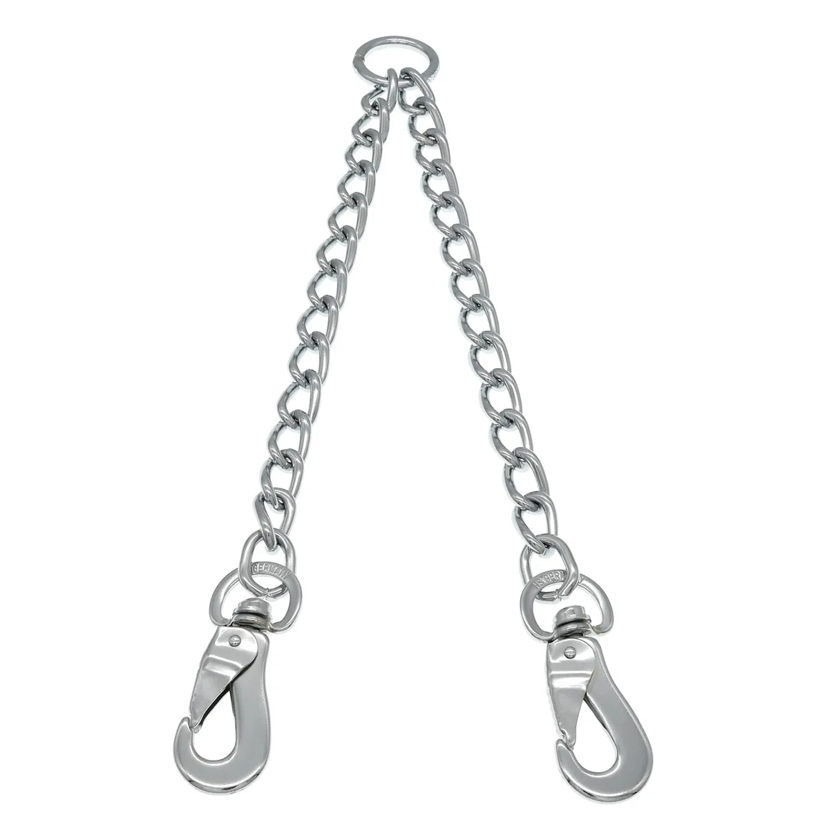 Herm Sprenger Cadena acopladora de dos correas de perro de acero cromado de 4 mm con gancho giratorio para perros medianos y grandes, sin enredos, accesorio de correa doble resistente fabricado en