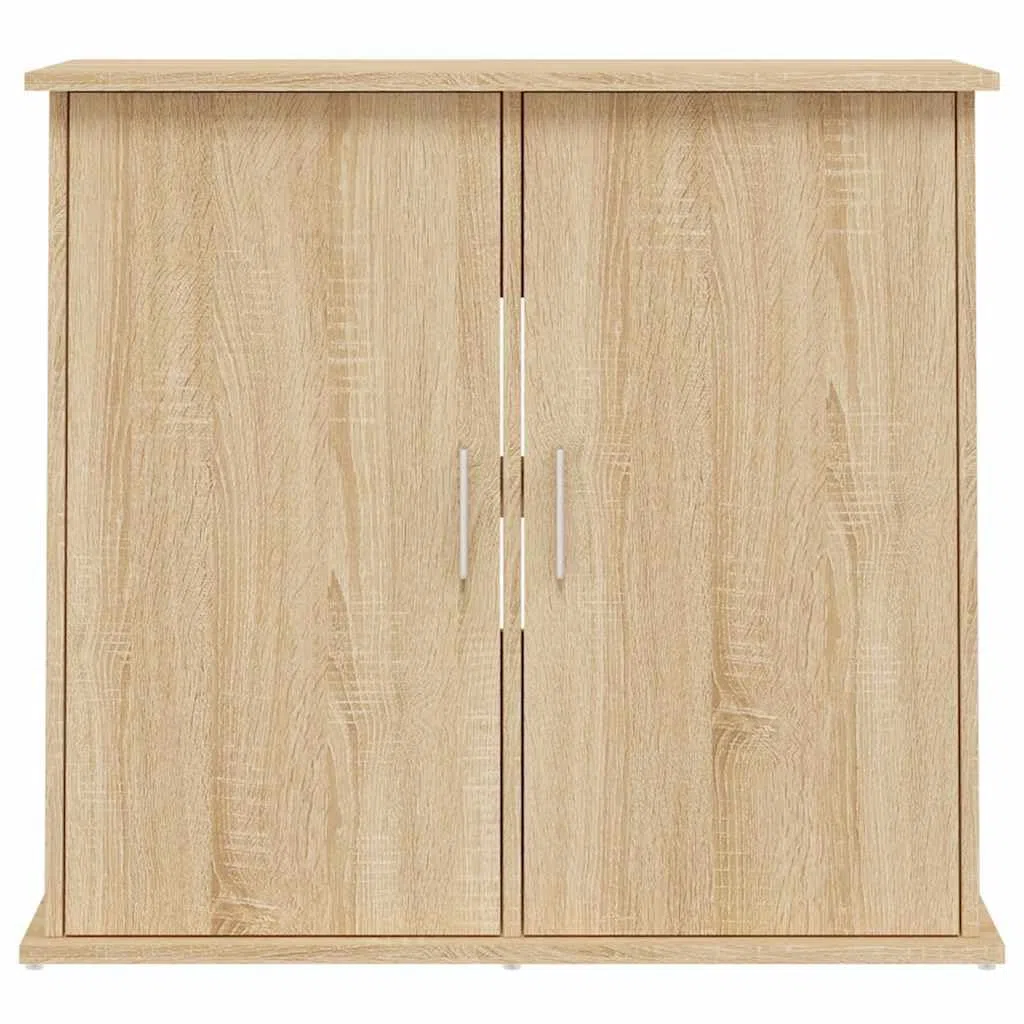 Soporte para acuario, roble Sonoma, madera de 81 x 36 x 73 cm, con espacio de almacenamiento, armario inferior estable para agua dulce y agua de mar, estantería con puertas para accesorios y