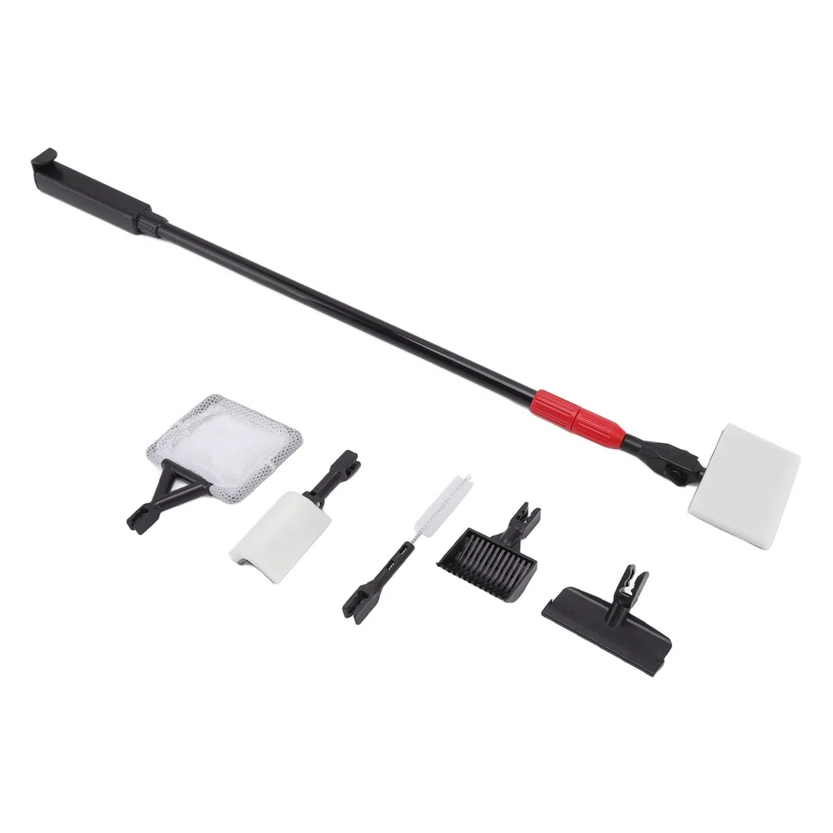 Pongnas Herramientas de Limpieza del Acuario, Kit de Limpieza del Acuario de Cleaner de Vidrio Ajustable Manejo Largo de Cepillo de Pescado Juego de 6 en 1 Caja de Pescado Kit de Agua de Agua Salada