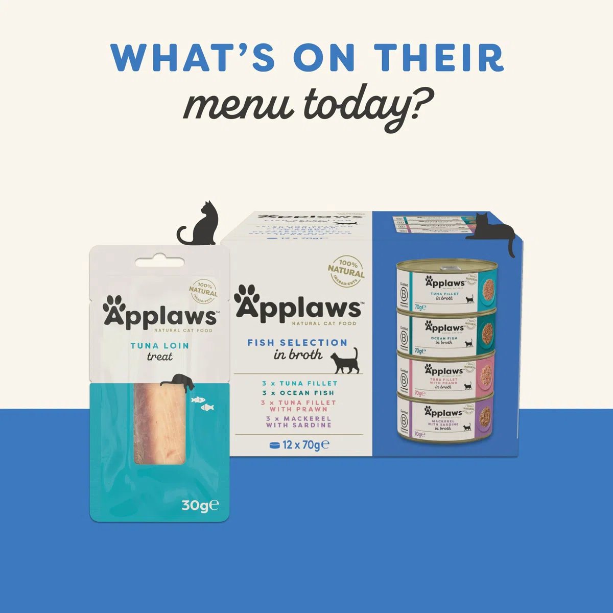 Applaws Olla de Comida húmeda 100% Natural para Gatos, Paquete múltiple de selección de Pescado en Caldo, macetas de 60 g (Paquete de 4, 32 macetas en Total)