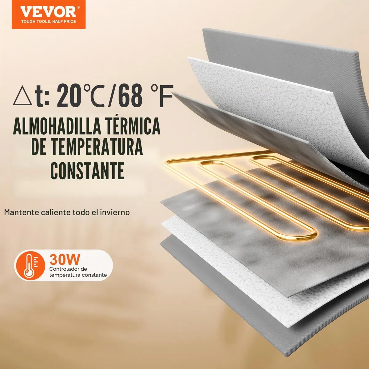 VEVOR Casa para Gatos con Calefacción de 48 x 56 x 44 cm, Refugio para Gatos Plegable Al Aire Libre de Tela Oxford 600D con Almohadilla Térmica, Temperatura Ajustable y Temporizador, Verde (Medio)