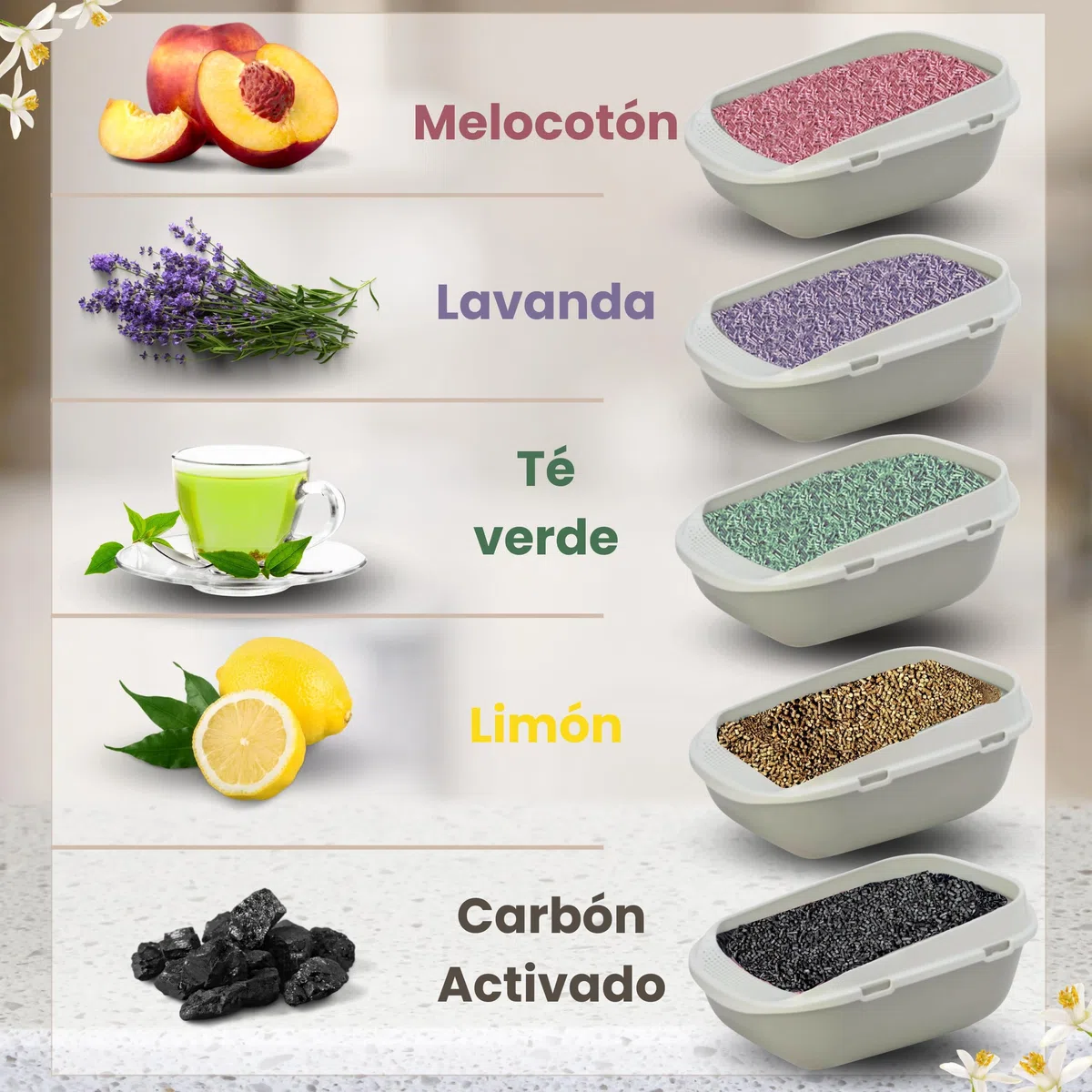 Arena Natural para Gatos, 16 kg, melocotón, con Fibra de Guisante y almidón de maíz, Vegetal, Biodegradable, aglutinante, Elimina olores