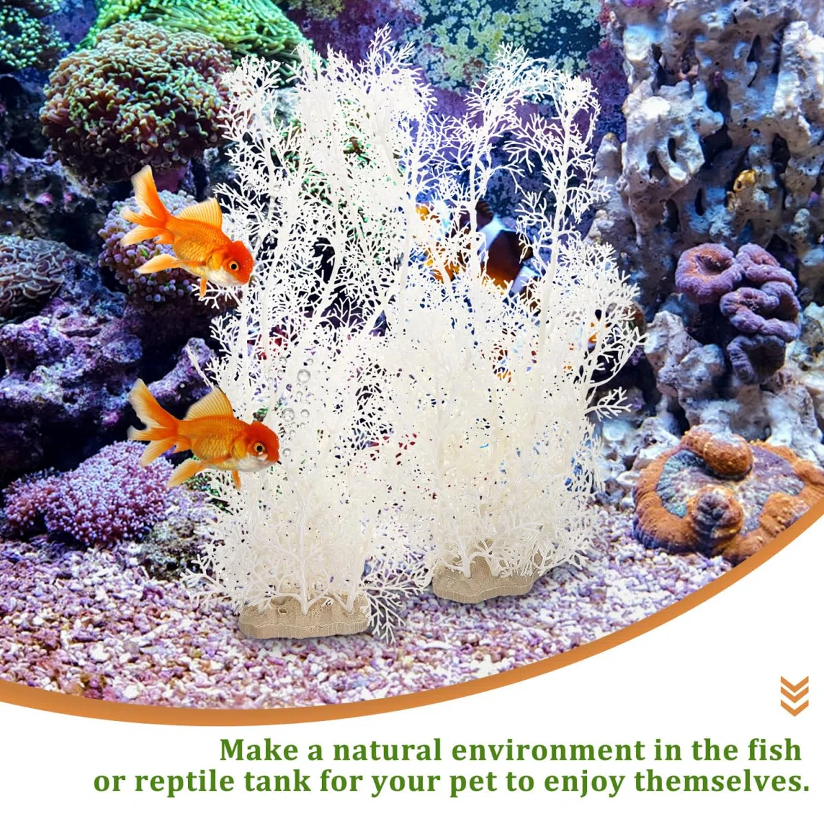 DOITOOL Plantas de plástico para acuario, pecera grande, 2 piezas, paisajismo, plástico, artificial, decoración de acuario grande, color blanco