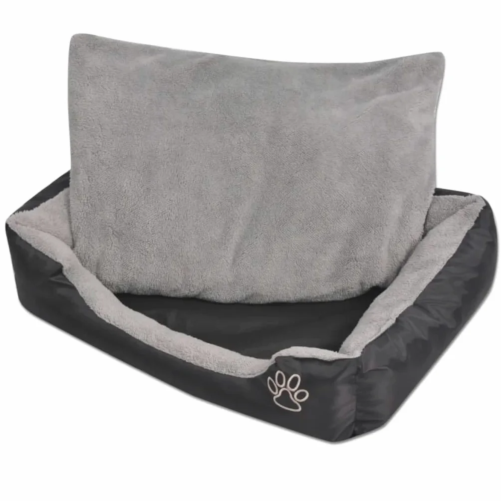 Cama para perros tamaño M negro 65 x 48 x 18 cm cama para mascotas con cojín acolchado de piel sintética para perros y gatos, tela Oxford antideslizante para interiores y cajas de transporte