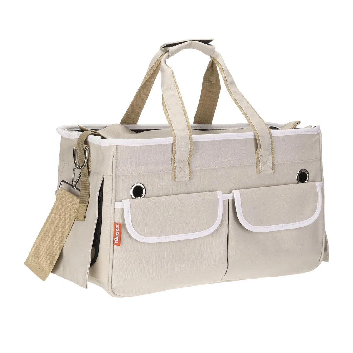 QUARKZMAN Transportador para Gatos para Mascotas, Cubierta Enrollable, Transportador para Perros Transpirable Bolsa De Viaje para Mascotas hasta 16.5 Lbs (Caqui),