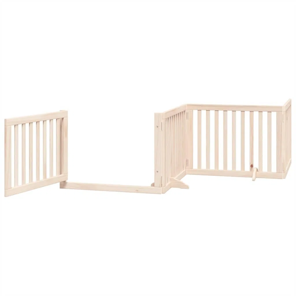10-TLG. Puerta plegable para perros de madera de álamo con puerta de 800 cm de longitud independiente, para perros, cachorros, jardín, terraza, protección y seguridad en exteriores