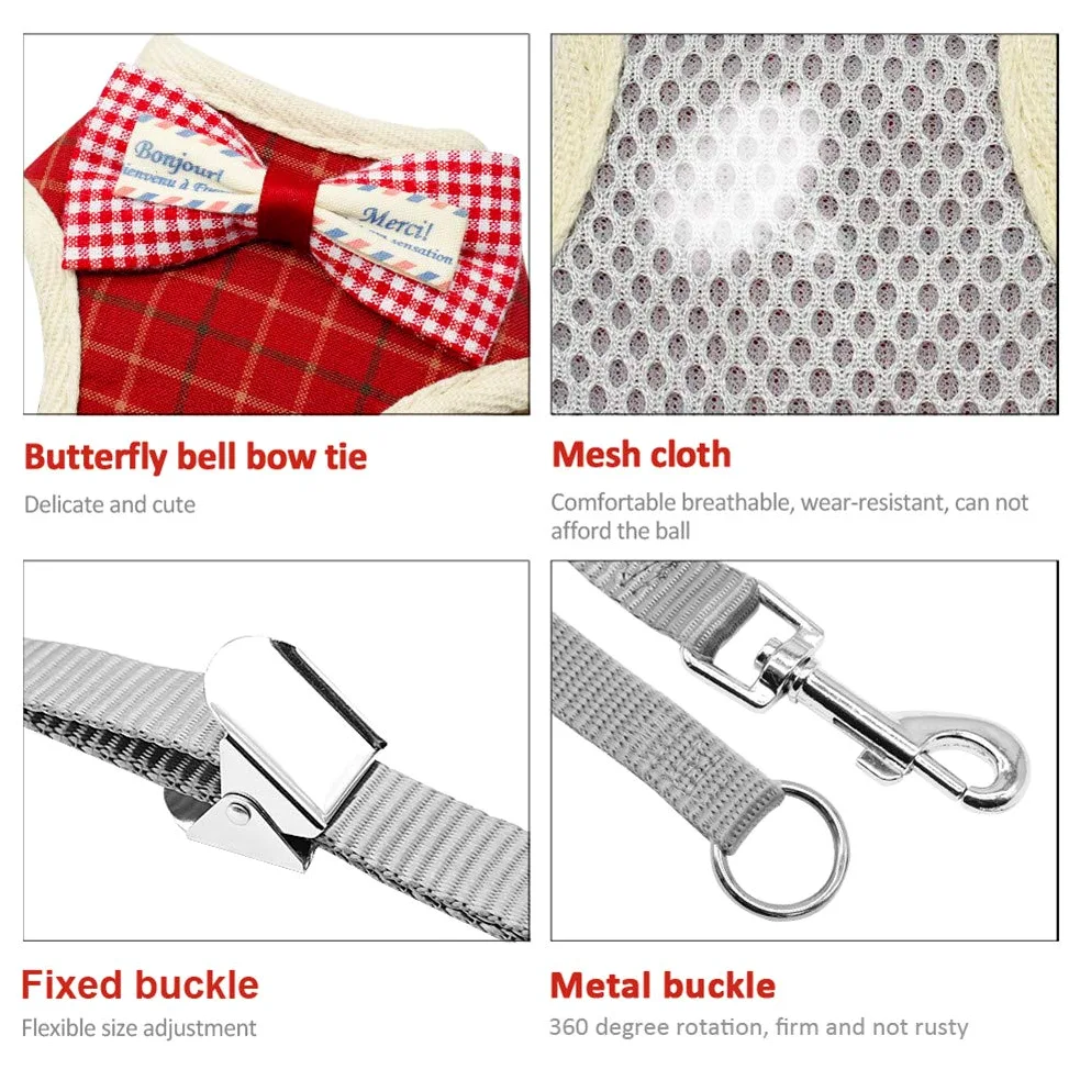 SOCHII Lindo juego de arnés y correa para gatos, malla de nailon, arnés para cachorros, collar de gato, chaleco para gatos pequeños, perros, gatitos, suministros para mascotas, 1 M
