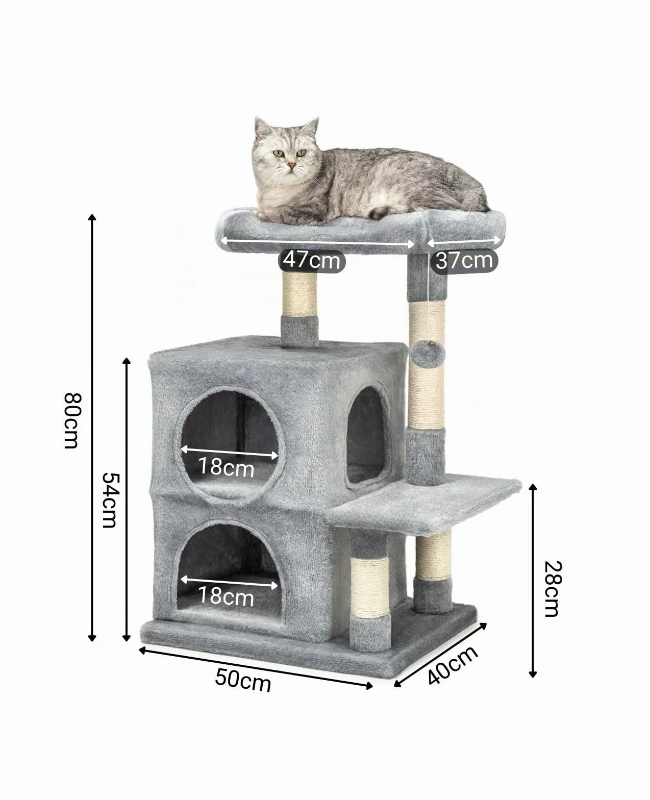lionto Árbol rascador para Gatos Altura 80 cm, Gris Claro