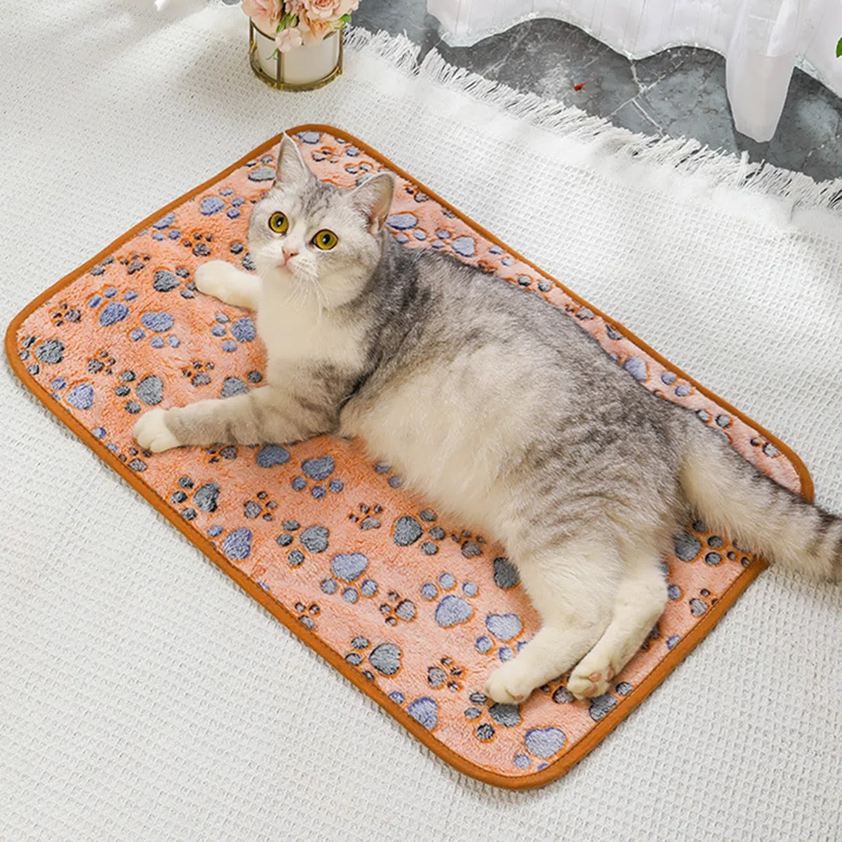 Paquete de 2/4 mantas lavables para perros, mantas de gatos y cachorros, lindas mantas con estampado de patas, tapete para sofá, cama, coche, mantas cálidas para mascotas para perros y gatos