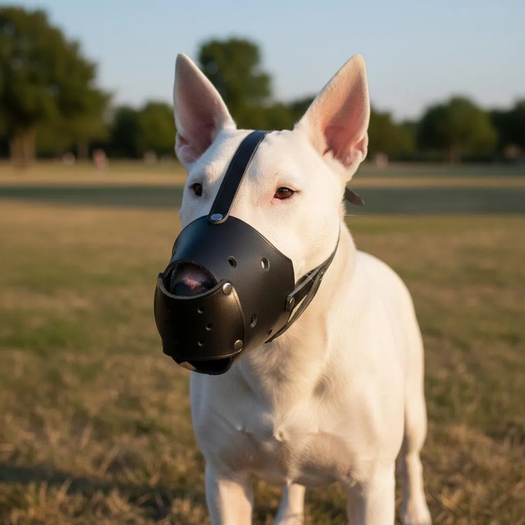 Bozal de Perro de Cuero auténtico Fuerte para American Staffordshire Terrier Amstaff