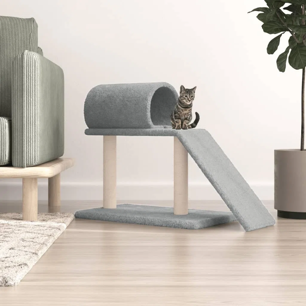 Rascador para Gatos con túnel y Escalera Gris Claro 55,5 cm, ZEYUAN Rascador Gato, Arbol Rascador para Gatos, Gatos Accesorios, Torre Gatos, Arranhador para Gatos, Casa para Gatos