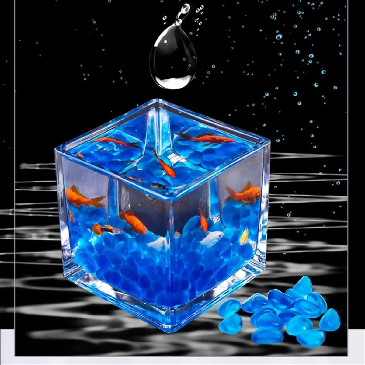 Pecera Tanque for acuarios, Tanque de Peces Cuadrado de Vidrio, Mesa Gruesa, Tanque de Peces de Lucha Transparente, pequeño Tanque de Acuario ecológico Acuario(Medio)