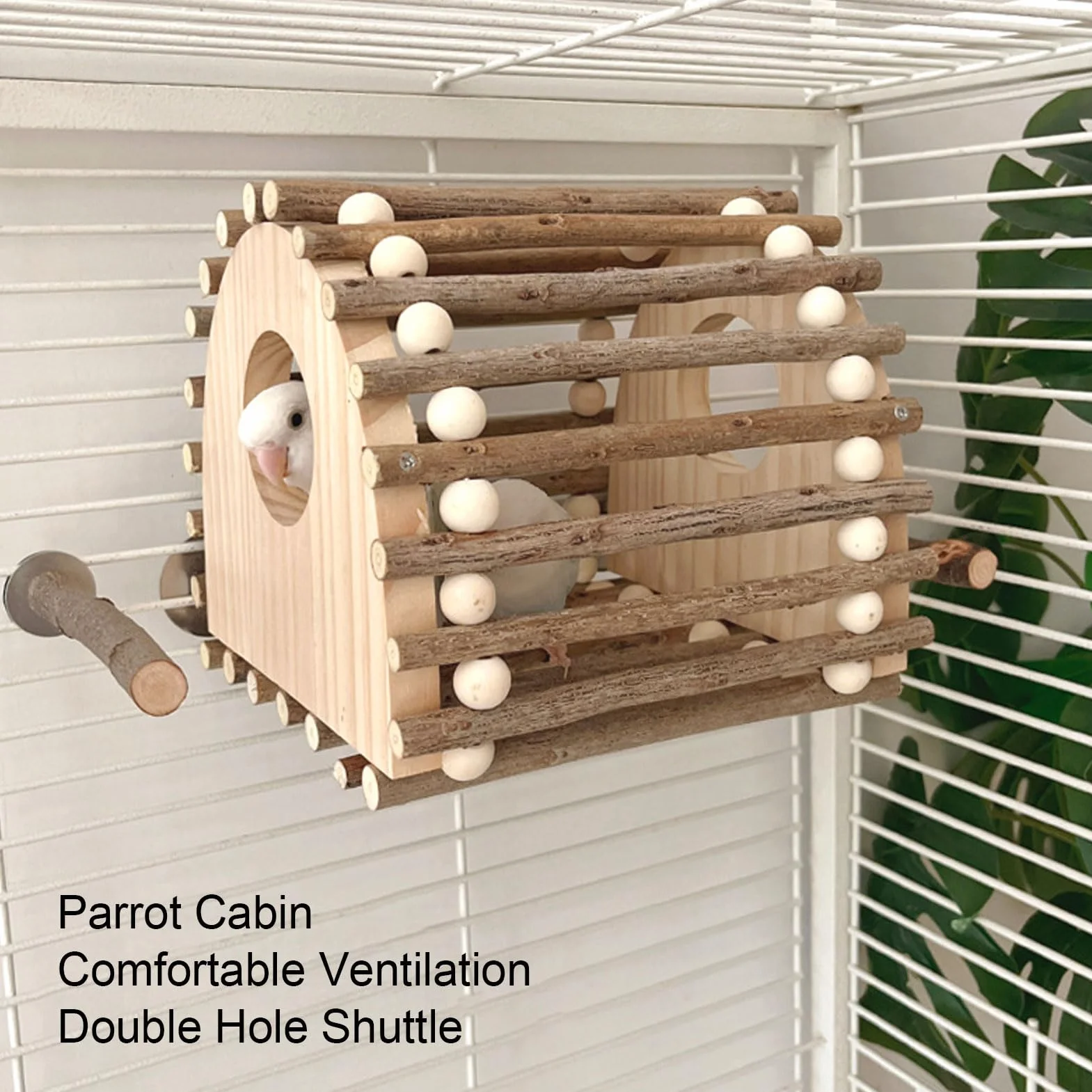 Topiky Innovador Juguete de Madera para Loros, Casa con Escalera de Escalada con Diseño de Doble Agujero para Juego Activo, para Entusiastas de Las Aves