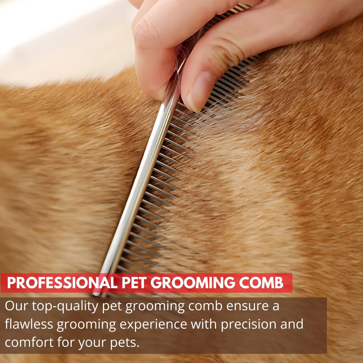 Peine cromado de acero inoxidable de alta calidad con dientes redondeados para perros y gatos, ideal para eliminar nudos, enredos, perfecto para mascotas de pelo largo y corto