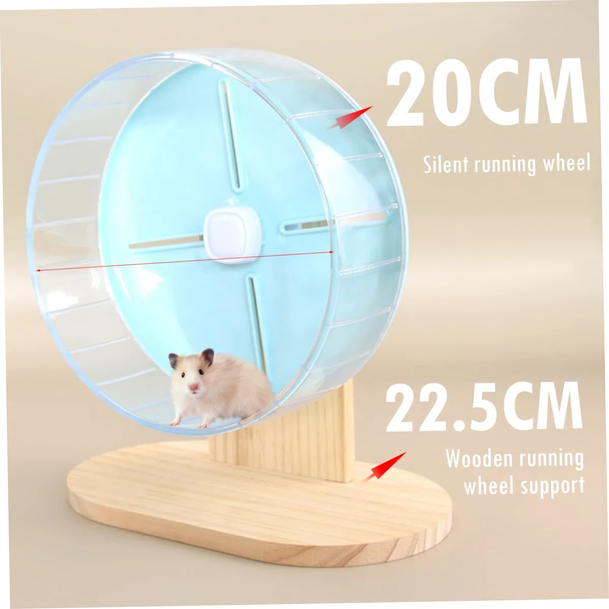 ibasenice Rueda Silenciosa para Hámster con Soporte de Madera Accesorio de Plástico para Pequeños Roedores Ejercicio para Mascotas Pequeñas como y Erizos Diseño Duradero y Transparente
