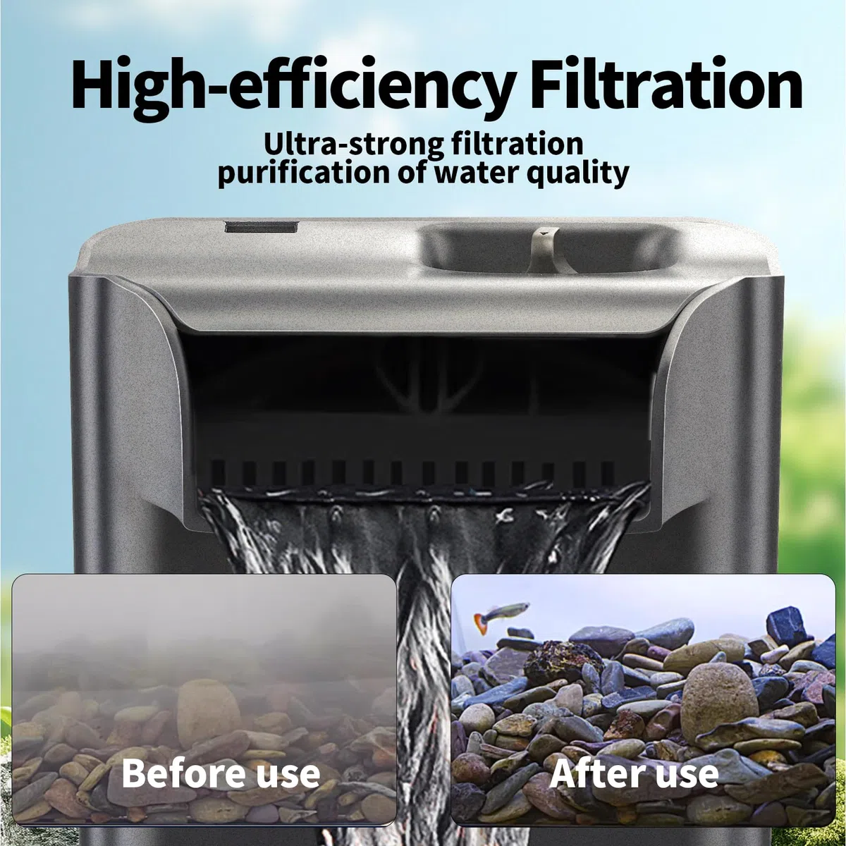 Filtro de Tanque de Tortuga Mejorado, filtros internos Ajustables para Acuario, Filtro silencioso de Cascada de Reptiles, biofiltración, bajo Nivel de Agua para Reptiles, camarones, Ranas