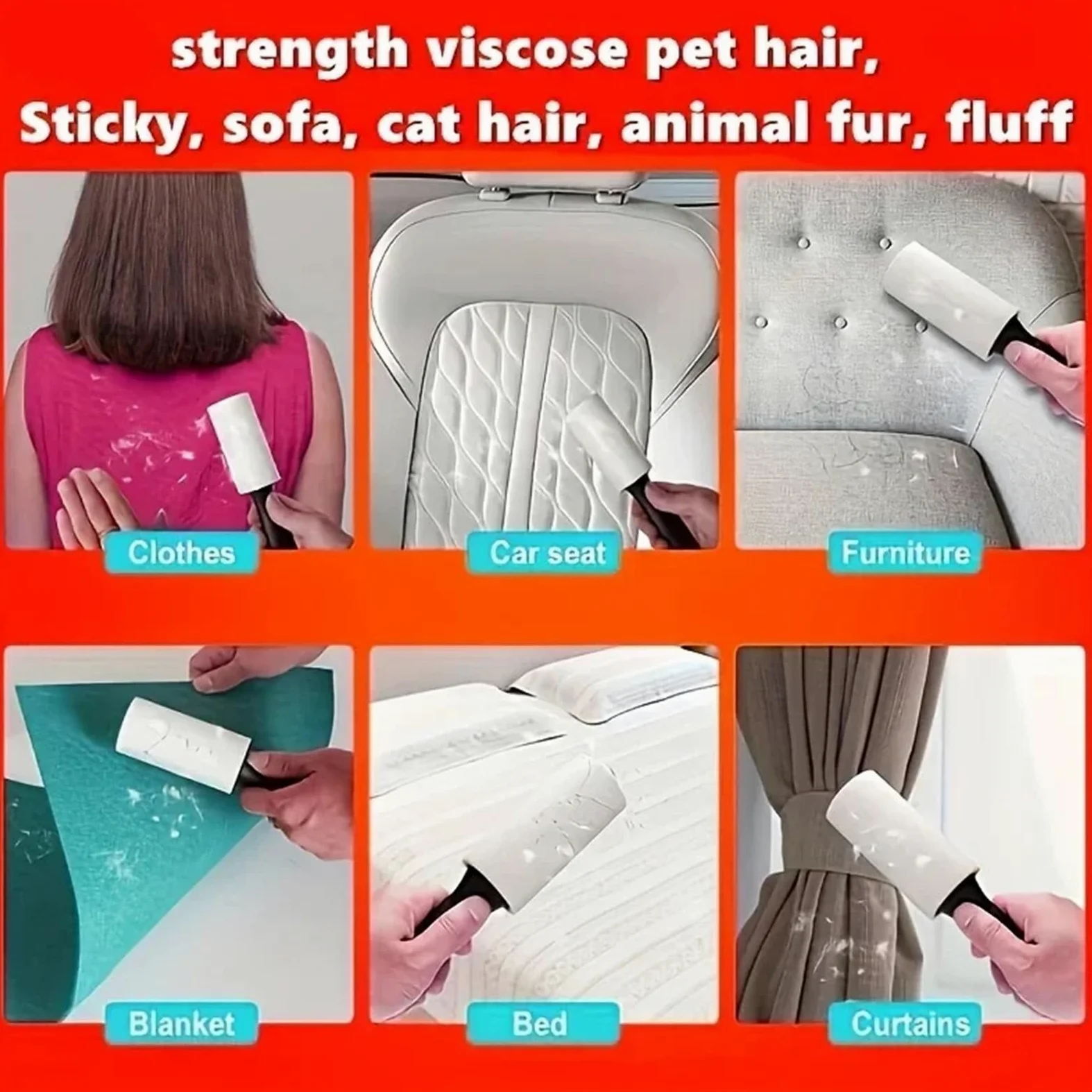 Rodillo de Pelusa pegajoso 6 Rollos for Eliminar el Pelo Mascotas, Ideal for Muebles, Ropa y alfombras, Herramienta for Limpiar, Adhesivo