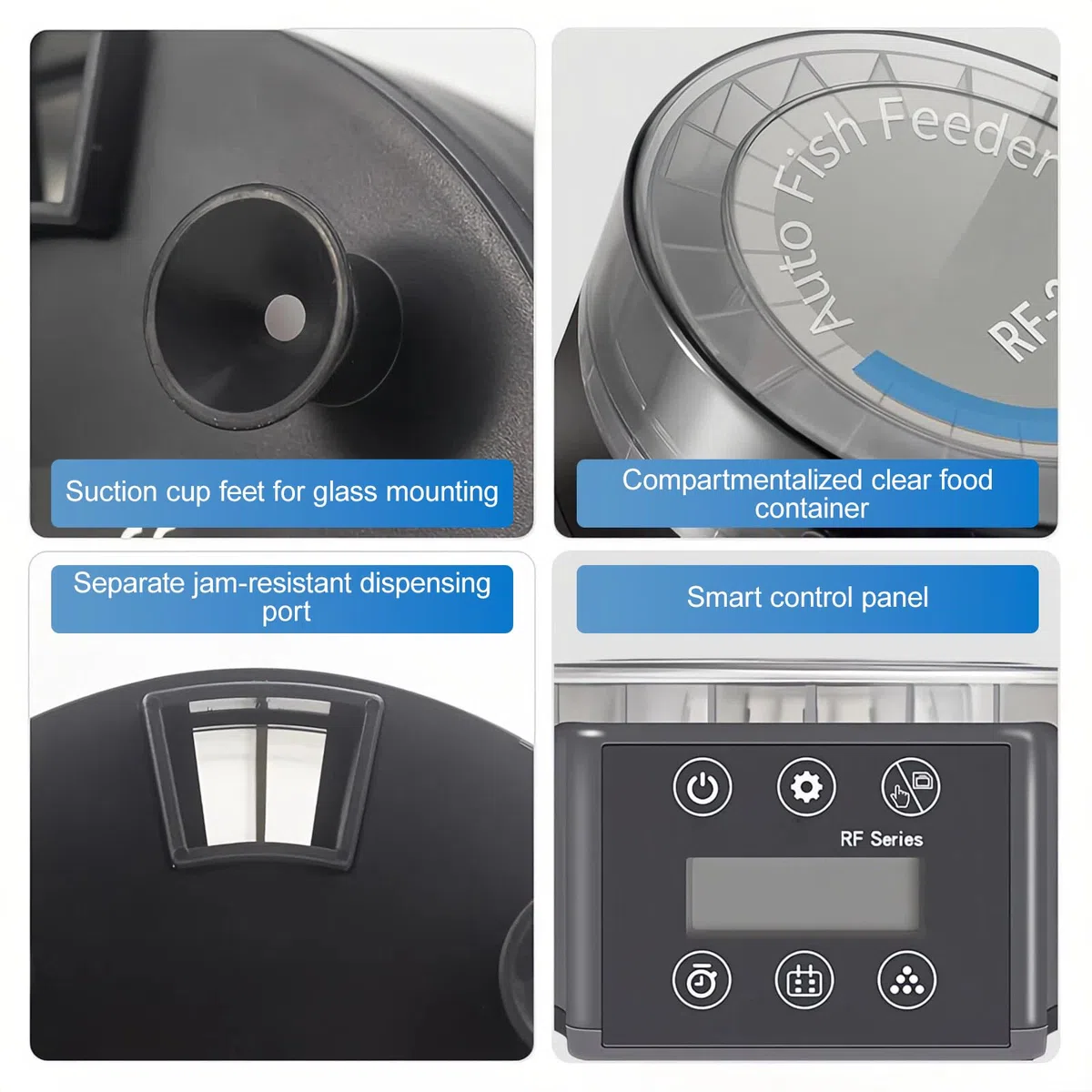 Alimentador Automático Acuarios con Temporizador Recargable, 105ML Comedero Automático de Peces, Dispensador de Comida para Acuarios para Acuario o Peceras