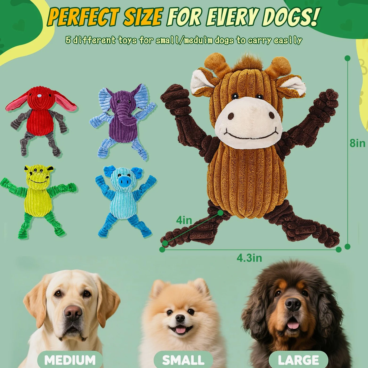 Paquete de 5 juguetes chirriantes para perros grandes