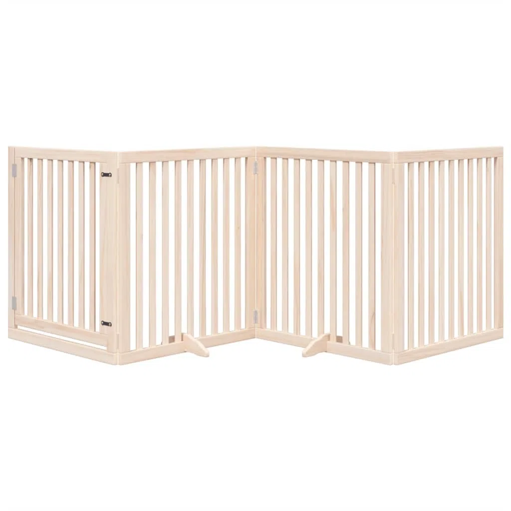 Puerta plegable para perros de madera de álamo de 320 cm, independiente, plegable, ideal como barrera para casa, apartamento, jardín, protección y seguridad para cachorros y perros