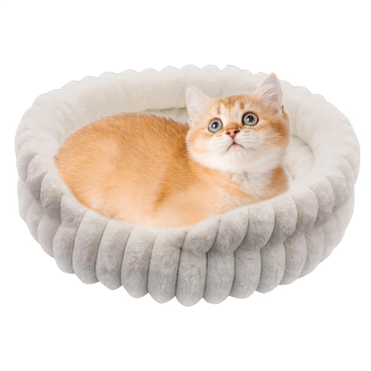 Cama para gatos - cama de peluche para perros | Camas redondas rosquillas para gatos de interior | Cama para mascotas calmante | Suministros para dormir, animales de invierno, uso al aire libre | Donut Abrigado para Dormir y Descanso en Invierno o Viaje C