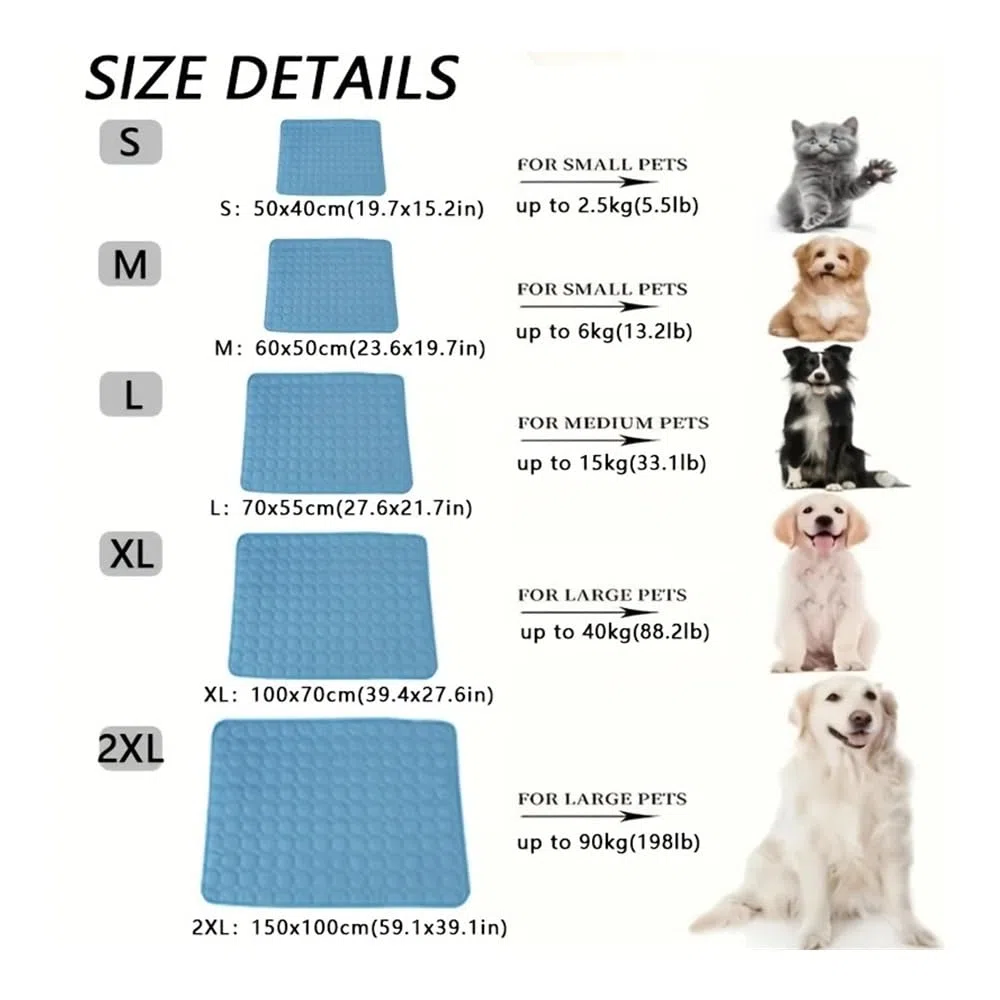 Alfombrilla de refrigeración para perros, cama fría extra grande para perros pequeños y grandes, accesorios para mascotas, manta duradera para sofá, gato, manta de hielo para gatos (gris