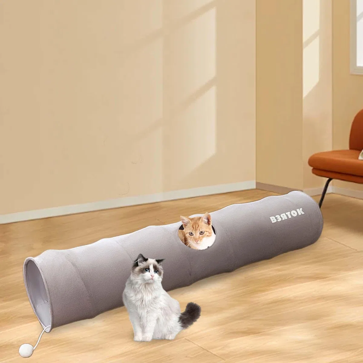 para Gatos, Juguete para Mascotas, Resistente a Los Arañazos, Plegable, Interactivo, con Pelota, para Hurones Y Animales Pequeños, Ideal, Gris
