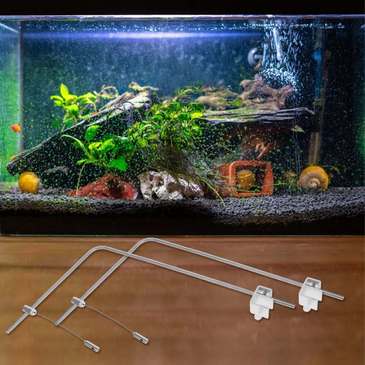 CLISPEED Soporte de Luz Diseño Ajustable 4 Piezas para Acuario de Aleación de Aluminio y Compatibilidad Versátil para Tanques de Agua Dulce y Salada