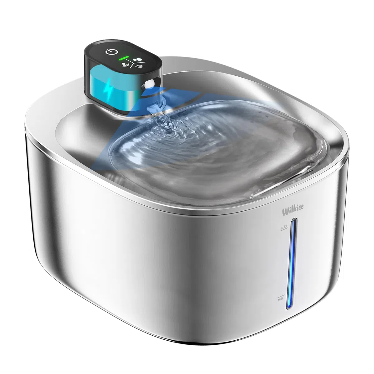 Fuente para gatos de acero inoxidable, inalámbrica, 4,1 L, 4000 mAh, negro, sin adaptador | 4000 mAh, 3 modos (sensor/tiempo/duración), silencioso, filtro, para gatos y perros pequeños, con 1 filtro de repuesto