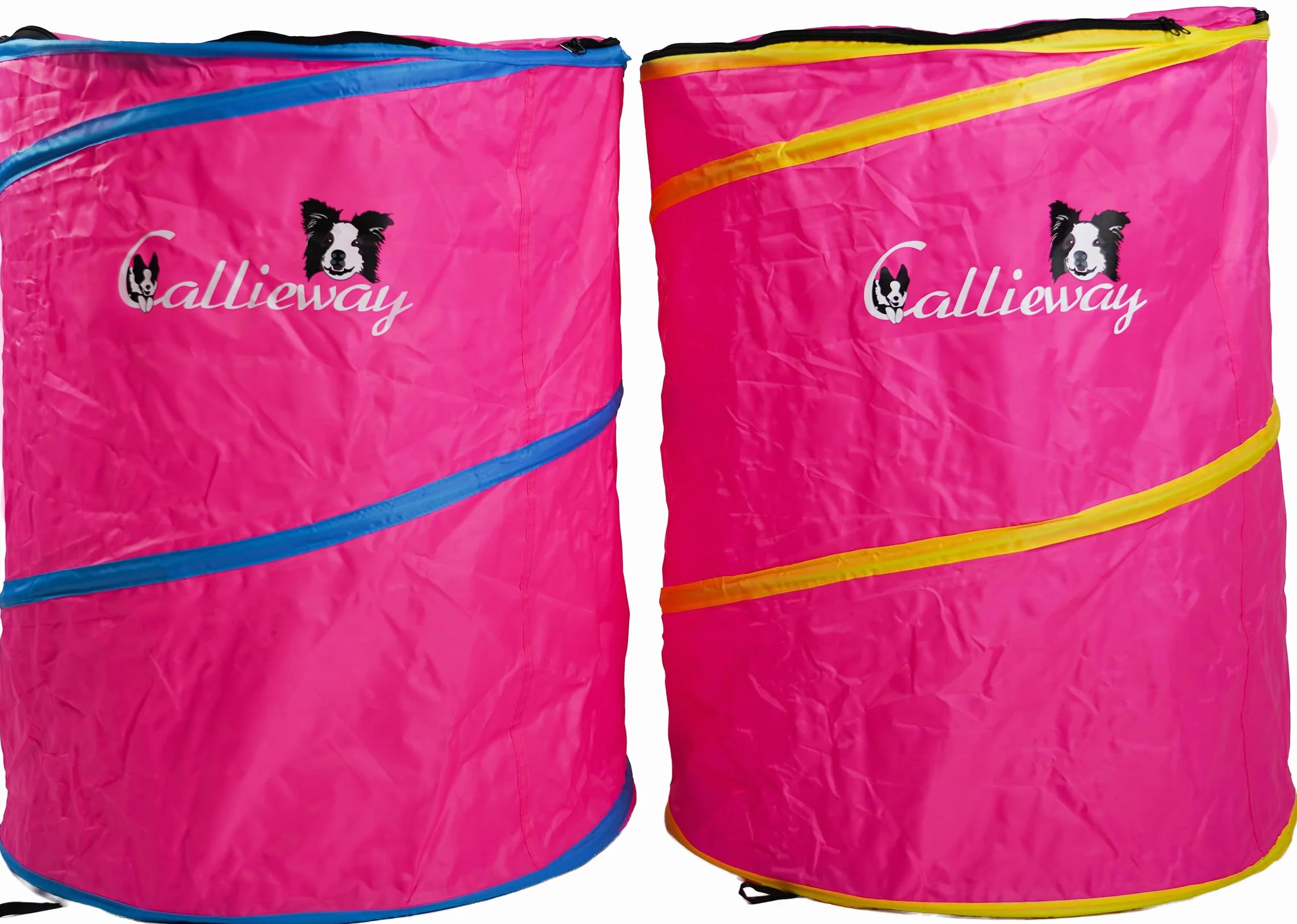 Callieway Hoopers Agility Barrel - Barril para entrenamiento de perros (pack doble, fucsia) | Ligero, estable y con peso, incluye bolsa de transporte, para perros Agility Parcours | Fucsia