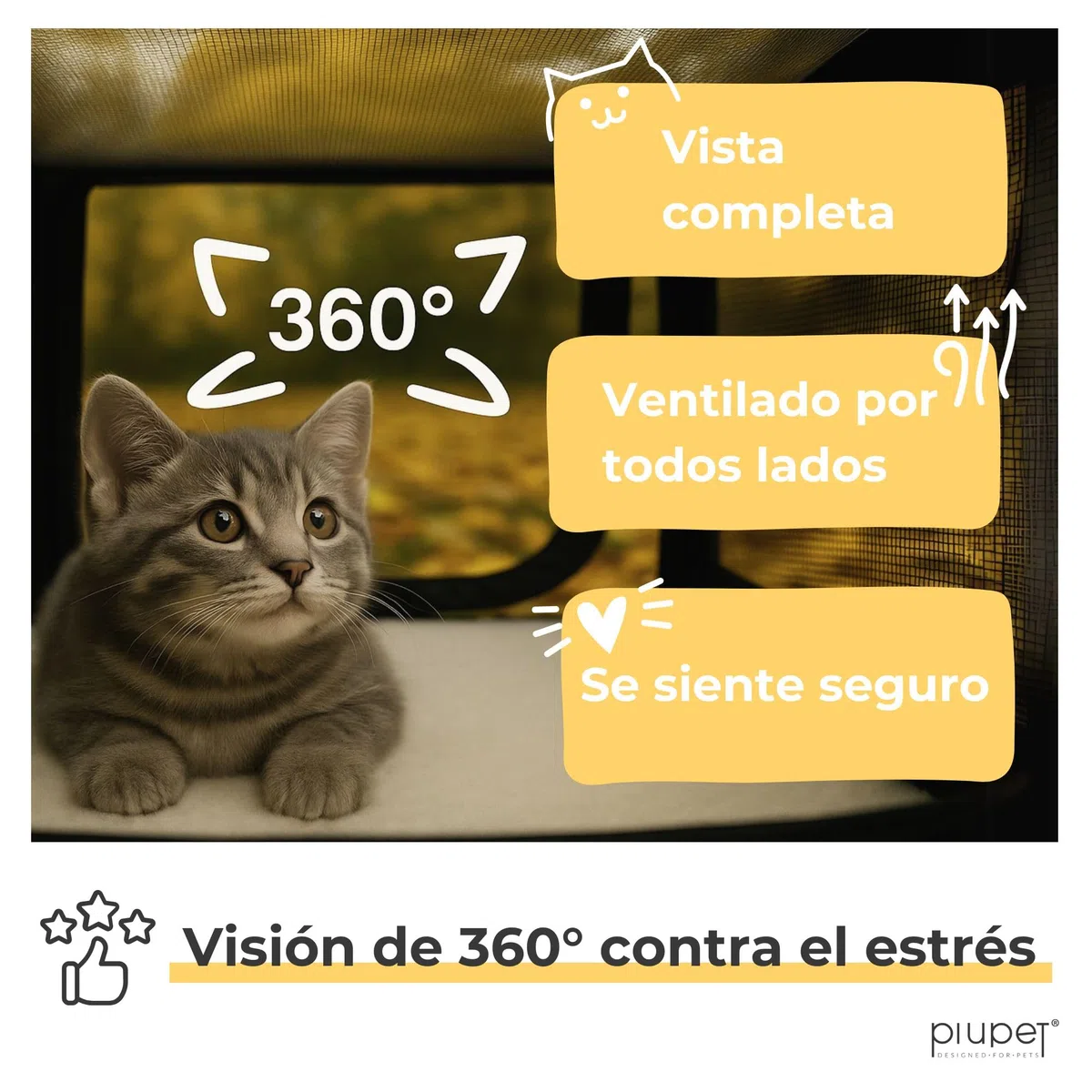 PiuPet® Transportin y Gato I Hasta 10kg I 4 Entradas I Grande I Pequeño Perro I Plegable | Accesorios para Gatos