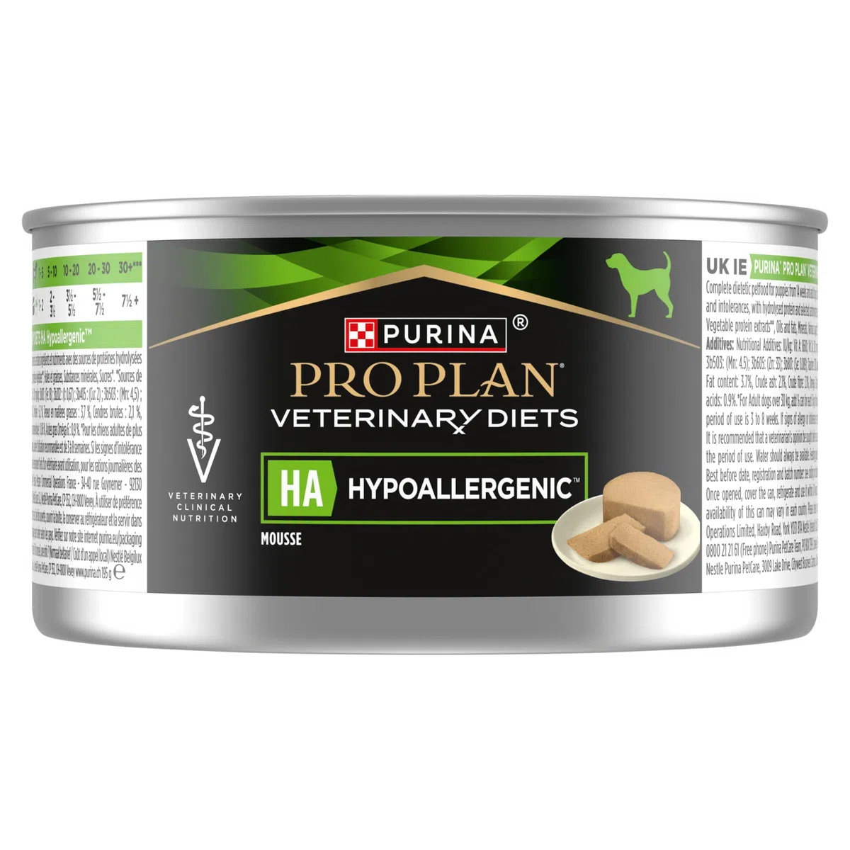 Pro Plan Veterinary Diets Purina HA Hipoalergénico | 24 x 195 g | Alimento dietético Completo para Perros con intolerancia alimentaria