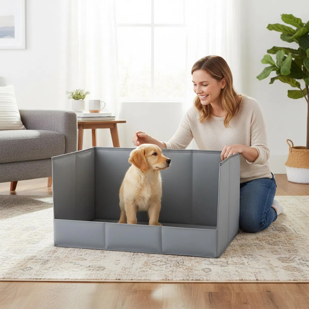 Bandeja Sanitaria para Perros Bordes Altos Plegable Portátil Impermeable | Recipiente para Paños Absorbentes de Canina para Interiores Exteriores Balcón Porche y Limpieza