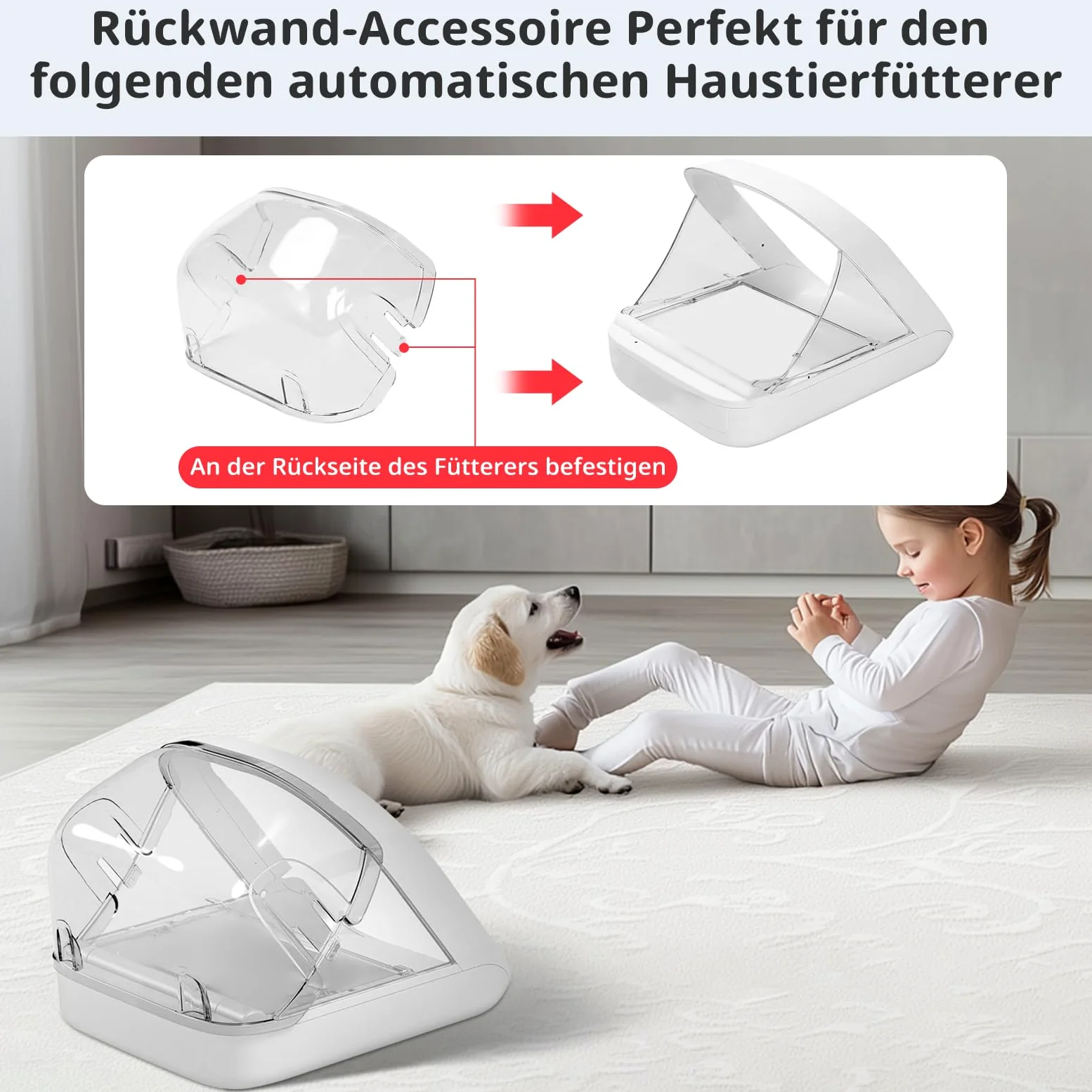Capucha acoplable, cubierta trasera para alimentador de microchip para mascotas, evitar que las mascotas persistentes roben comida de la parte posterior del comedero, dos paquetes