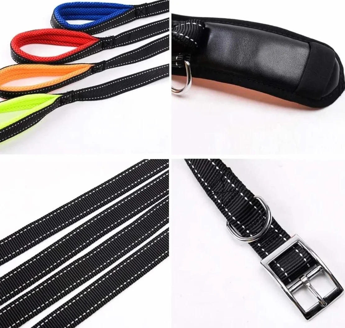 Correa Perro Correr Collar De Nailon para Perros Y Mascotas, Correas Entrenamiento Ajustables, Collares Seguridad para Pequeños Medianos Antideslizantes Reforzada(Rot,2.5cm*120cm)