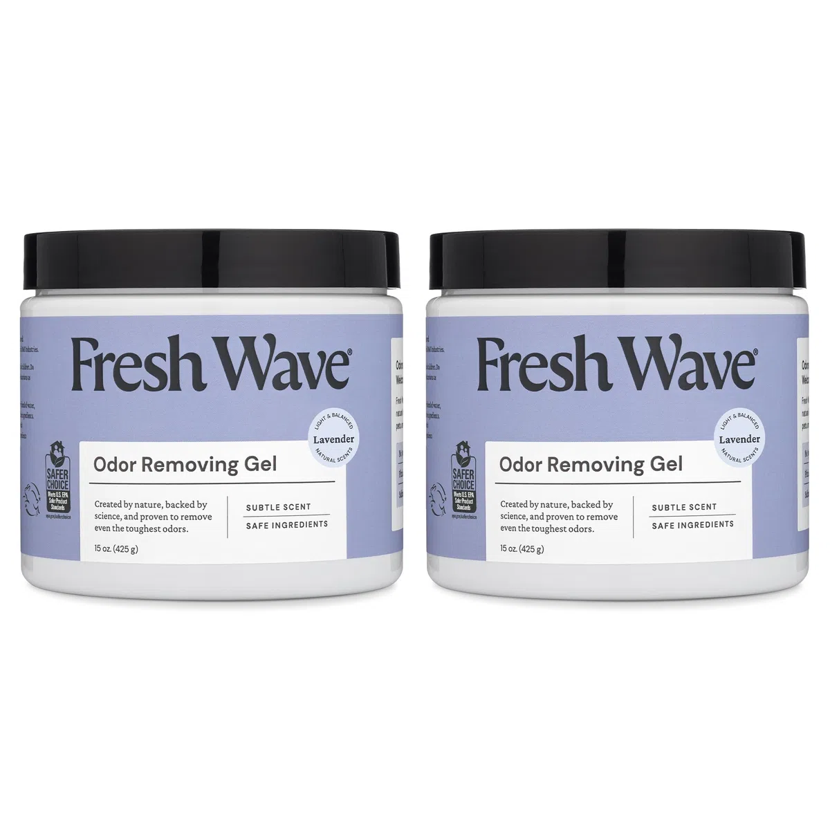 Fresh Wave Gel eliminador de olores de lavanda, 15 onzas, paquete de 2, absorbentes de olores más seguros para el hogar, eliminador de olores natural a base de plantas, cada 15 onzas, dura de 30 a 60